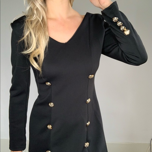 Black Double Silver Button Uniform Band Dress - Picture 8 of 8